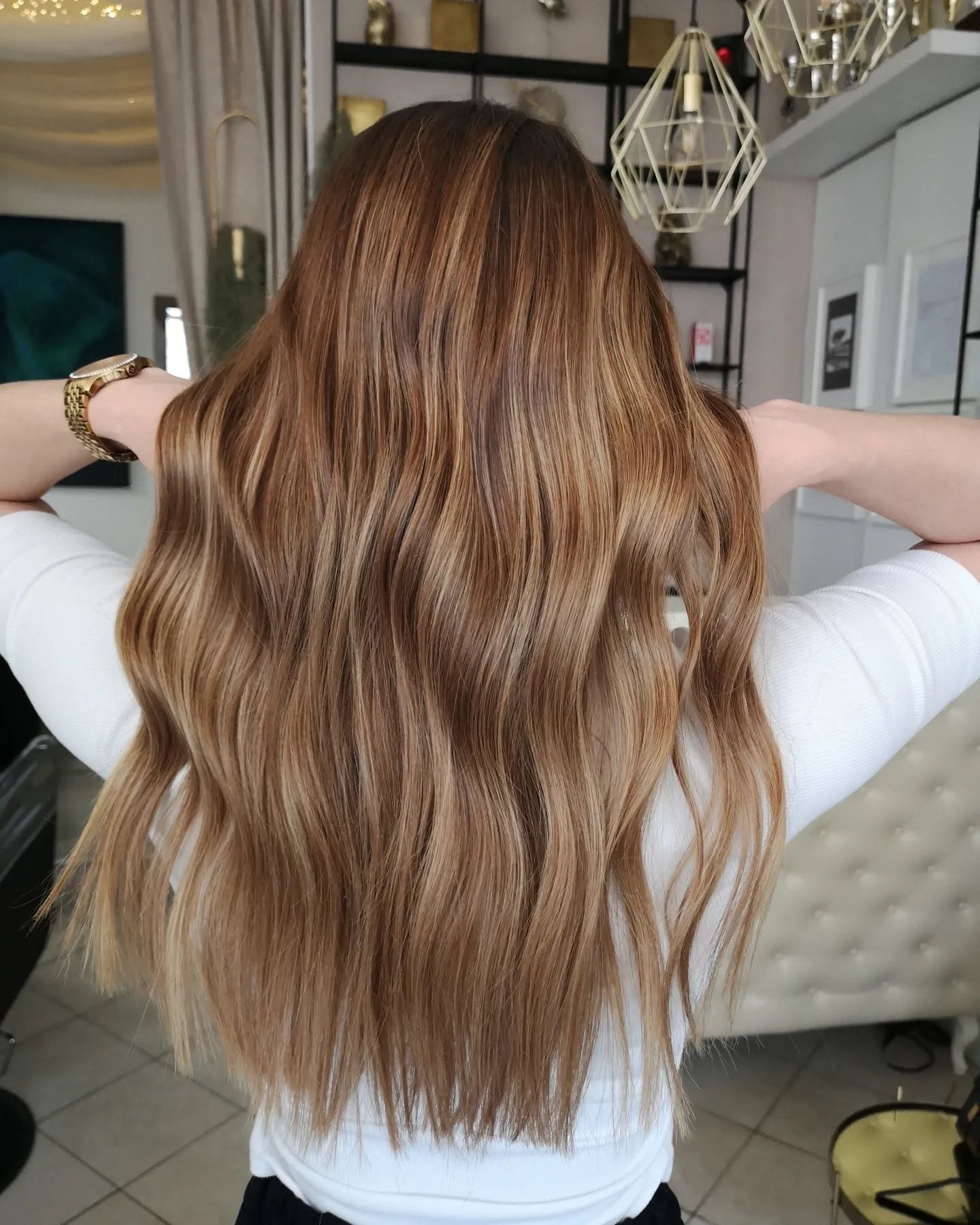 Bakreno plavi balayage rađen u salonu VIDA Hairdressing
